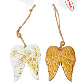 Angyalszárny akasztós fa arany/fehér 9cm