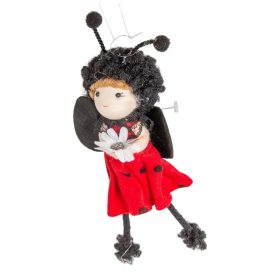 Katica lány virággal akasztós 19cm Katica lány virággal akasztós 19cm