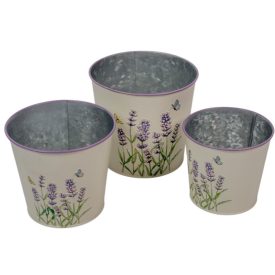 Bádog kaspó levendulás D14,5-13,5-11,5cm 3db-os 