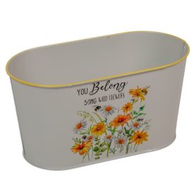 Bádog kaspó ovál margarétás M12x23cm