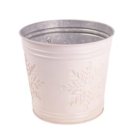 Bádog kaspó kerek hópihe fehér 13,5cm