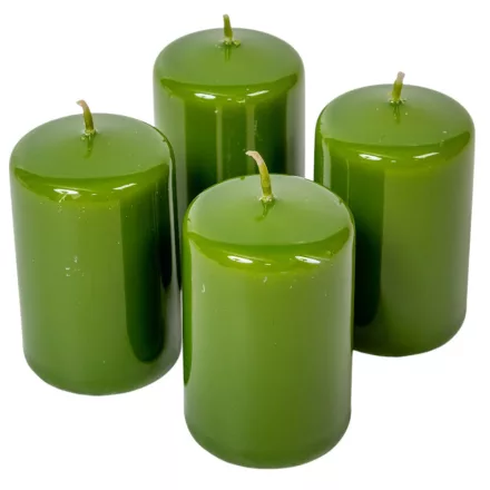 Lakkozott adventi gyertya 80x50mm oliva 4db/csom (db ár)