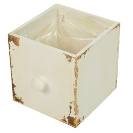 Fa fiók antik fehér bélelt M15x15x15cm Fa fiók antik fehér bélelt M15x15x15cm
