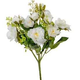Rózsa csokor 7 virágos fehér 30cm
