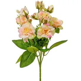 Rózsacsokor 7 virágos krém-pink 30cm