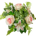 Rózsa,liliom koszorú krém-rózsaszín 22cm