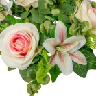 Rózsa,liliom koszorú krém-rózsaszín 22cm