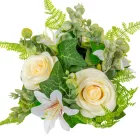 Rózsa,liliom koszorú krém 22cm