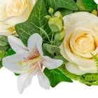 Rózsa,liliom koszorú krém 22cm