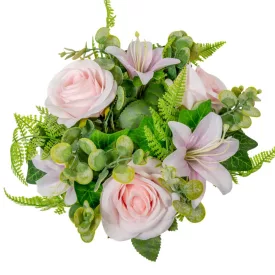 Rózsa-liliom koszorú rózsaszín 24cm