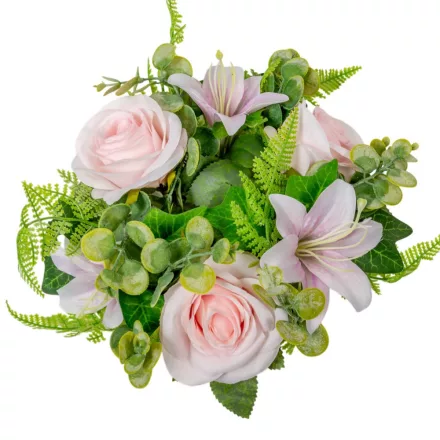 Rózsa-liliom koszorú rózsaszín 24cm