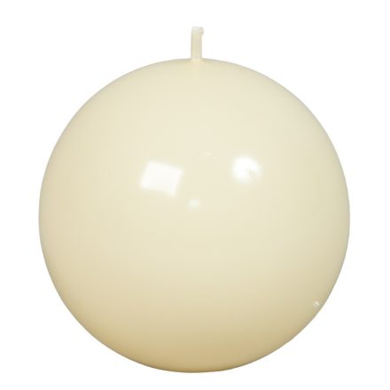 Lakkozott gömb gyertya 80mm ekrü