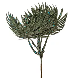 Pálma leveles pick glitteres zöld 21cm
