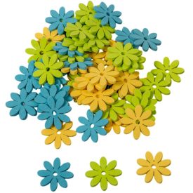Virág fa kék-zöld-sárga 3cm 60db-os csomag