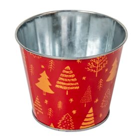 Fém kaspó fenyő mintás piros D11,5cm M9,5cm Fém kaspó fenyő mintás piros D11,5cm M9,5cm