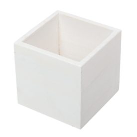 Fa szögletes doboz fehér M10x10x10xcm Fa szögletes doboz fehér M10x10x10xcm