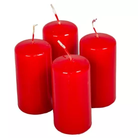 Lakkozott adventi gyertya 80x40mm piros 4db/csom (db ár)