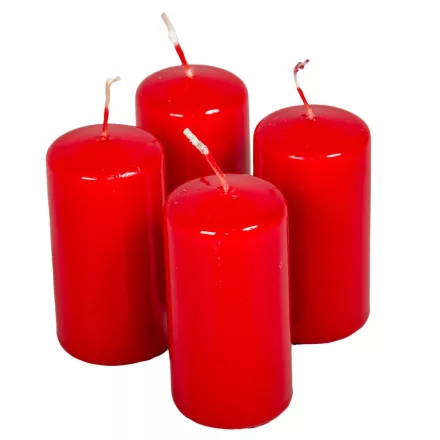 Lakkozott adventi gyertya 80x40mm piros 4db/csom (db ár)