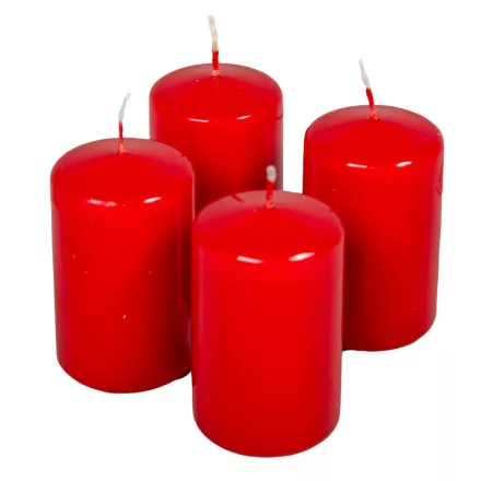 Lakkozott adventi gyertya 80x50mm piros 4db/csom (db ár)