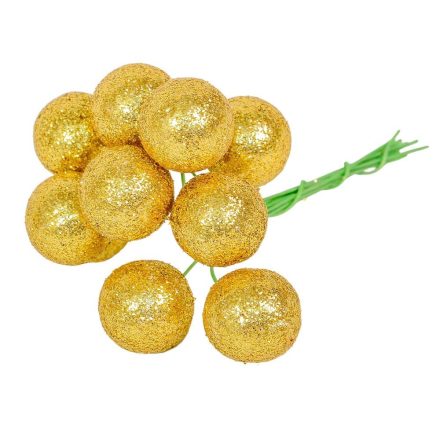 Glitteres golyó pick arany 20mm 10db-os