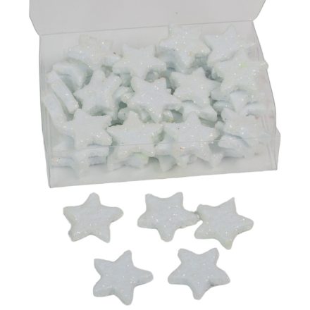 Glitteres csillag fehér 2,5cm 48db-os