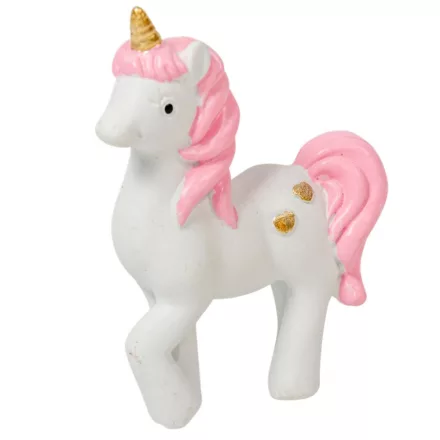 Unikornis rózsaszín-fehér polyresin 8cm