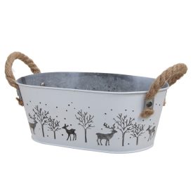 Fém kaspó kötél füllel szarvas mintás 25x15x10cm Fém kaspó kötél füllel szarvas mintás 25x15x10cm