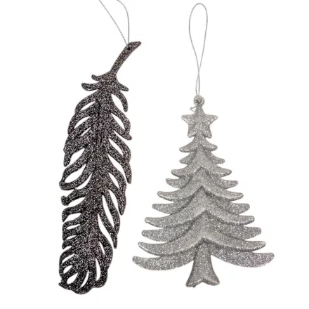 Akasztós műanyag dísz glitteres 15-18cm