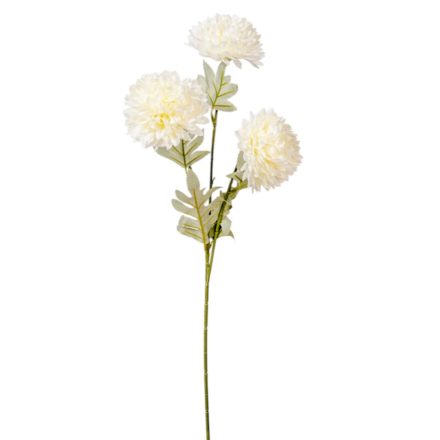 Krizantém ág 3 virágos krém 63cm