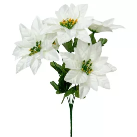 Mikulás virág csokor szatén 5 virágos krém 32cm