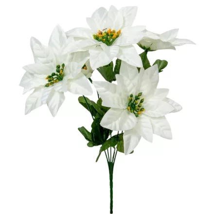 Mikulás virág csokor szatén 5 virágos krém 32cm