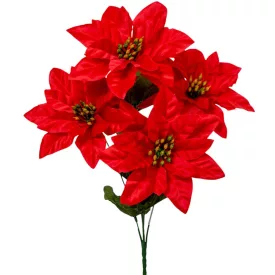 Mikulás virág csokor szatén 5 virágos piros 32cm