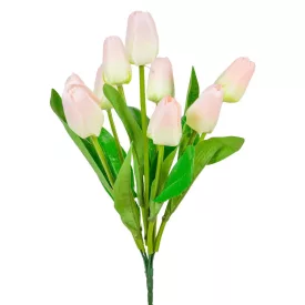 Tulipán csokor 9 virágos világosrózsaszín 37cm
