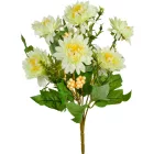 Dália csokor 7 virágos fehér,krém 29cm