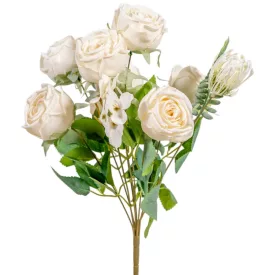 Rózsa csokor 9 virágos krém 42cm