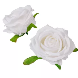   Rózsa nyílt bársony hatású 8cm fehér 6 darabos csomagban rendelhető (darab ár!)