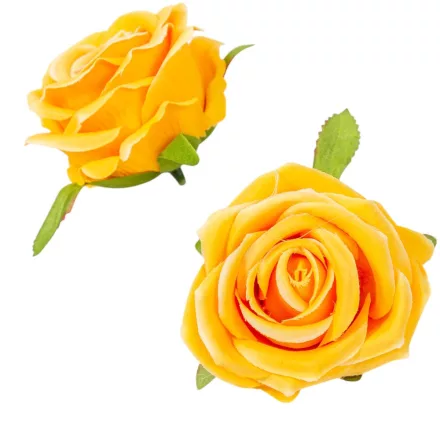 Rózsa nyílt bársony hatású 8cm sárga 6 darabos csomagban rendelhető (darab ár!)