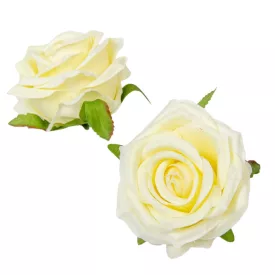   Rózsa virágfej bársony hatású 8cm krém 6 darabos csomagban rendelhető (darab ár!)