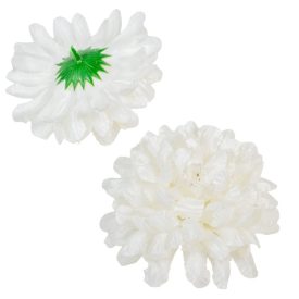 Krizantém virágfej szatén fehér D11cm 36db/# Krizantém virágfej szatén fehér D11cm 36db/#
