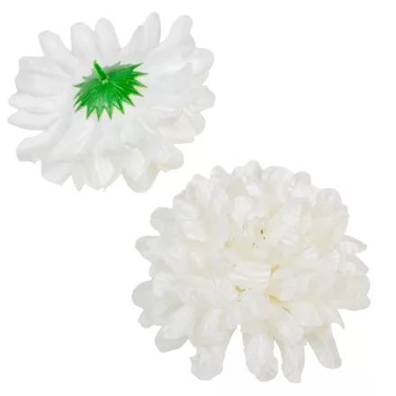 Krizantém virágfej szatén fehér D11cm 36db/#