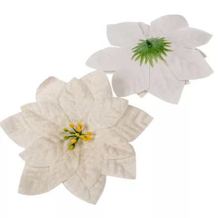 Mikulás virágfej bársony krém 16cm