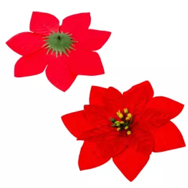 Mikulás virágfej bársony piros 16cm