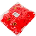 Mikulás virágfej bársony piros 16cm