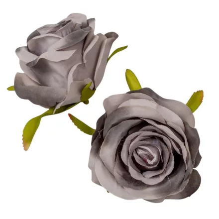 Rózsa virágfej 6cm szürke 6 darabos csomagban rendelhető (darab ár!)