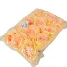 Rózsa virágfej D9cm krém-rózsaszín 4 12db/csom