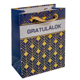 Ajándék tasak gratulálok kék-arany 18x23cm Ajándék tasak gratulálok kék-arany 18x23cm