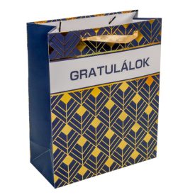 Ajándék tasak gratulálok kék-arany 26x32cm Ajándék tasak gratulálok kék-arany 26x32cm