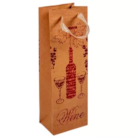 Italos tasak borosüveg mintával kraft-piros 12x36cm