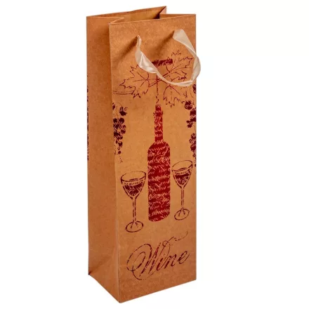 Italos tasak borosüveg mintával kraft-piros 12x36cm