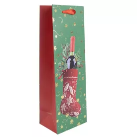 Ajándéktasak italos borosüveg zokniban 12x36cm